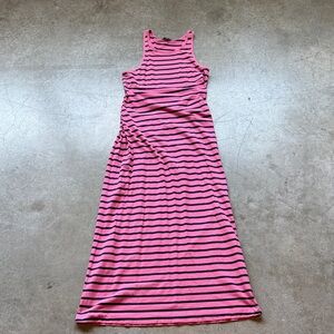Theory Pink and Navy Striped Maxi Dress